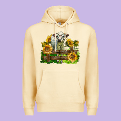 Charolais Heifer With Sunflowers Premium Hoodie Designed By Lillyallendesigns