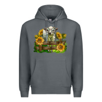 Rock charolais heifer with sunflowers Premium Hoodie - LillyAllenDesigns