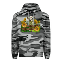 Slate Camo charolais heifer with sunflowers Premium Hoodie - LillyAllenDesigns