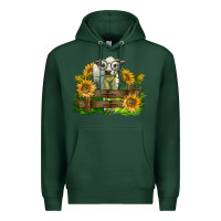 Sports Green charolais heifer with sunflowers Premium Hoodie - LillyAllenDesigns
