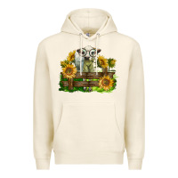 Tofu charolais heifer with sunflowers Premium Hoodie - LillyAllenDesigns