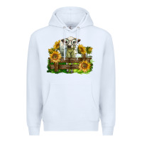 White charolais heifer with sunflowers Premium Hoodie - LillyAllenDesigns