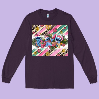 Pink Stitch  Christmas Long Sleeve Tee Designed By Adodesignshop