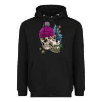 Black winter skeleton skull Heavyweight Hoodie - FaDigitalArtStudio