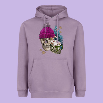 Winter Skeleton Skull Heavyweight Hoodie Designed By Fadigitalartstudio