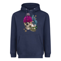 Navy winter skeleton skull Heavyweight Hoodie - FaDigitalArtStudio