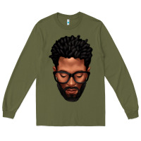 Army Green bearded black man portrait Long Sleeve Tee - texasbilliewilder