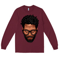 Burgundy bearded black man portrait Long Sleeve Tee - texasbilliewilder