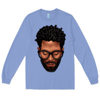 Colony Blue bearded black man portrait Long Sleeve Tee - texasbilliewilder