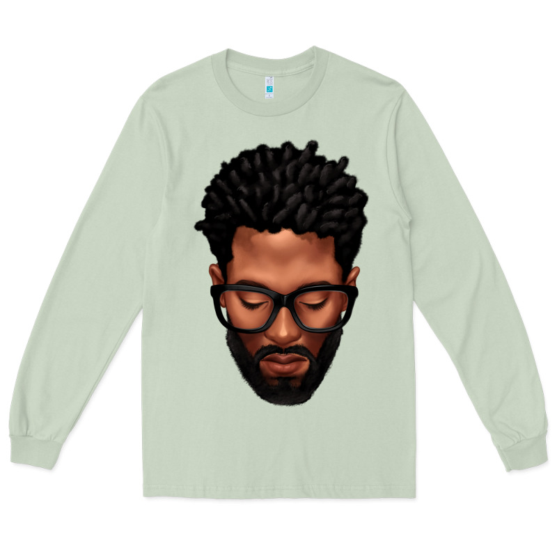 Bearded Black Man Portrait Long Sleeve Tee by texasbilliewilder | Teevron