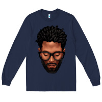 Navy bearded black man portrait Long Sleeve Tee - texasbilliewilder