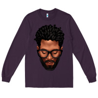 Plum bearded black man portrait Long Sleeve Tee - texasbilliewilder