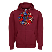 Burgundy American flag leopard sunflower Zipper Hoodie - Zillion Design Studio