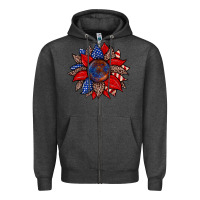 Charcoal Heather American flag leopard sunflower Zipper Hoodie - Zillion Design Studio