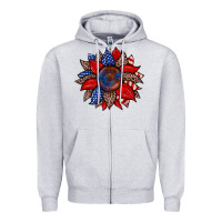 Heather Grey American flag leopard sunflower Zipper Hoodie - Zillion Design Studio