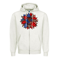 Oatmeal Heather American flag leopard sunflower Zipper Hoodie - Zillion Design Studio