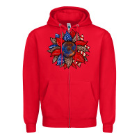 Red American flag leopard sunflower Zipper Hoodie - Zillion Design Studio