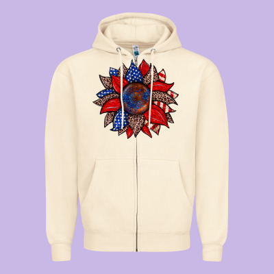 American Flag Leopard Sunflower Zipper Hoodie Designed By Zillion Design Studio