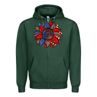 Sports Green American flag leopard sunflower Zipper Hoodie - Zillion Design Studio