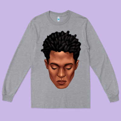 Black Man Portrait Long Sleeve Tee Designed By Texasbilliewilder