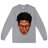 Heather Grey black man portrait Long Sleeve Tee - texasbilliewilder