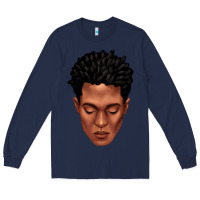 Navy black man portrait Long Sleeve Tee - texasbilliewilder