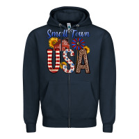 Navy small town usa Zipper Hoodie - Zillion Design Studio