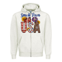 Oatmeal Heather small town usa Zipper Hoodie - Zillion Design Studio