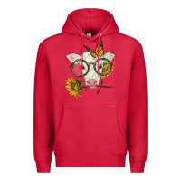 Cardinal charolais calf with sunflowers and butterfly Premium Hoodie - LillyAllenDesigns