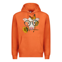Carrot charolais calf with sunflowers and butterfly Premium Hoodie - LillyAllenDesigns