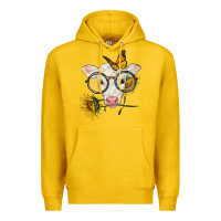 Lemon charolais calf with sunflowers and butterfly Premium Hoodie - LillyAllenDesigns