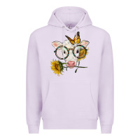 Lilac charolais calf with sunflowers and butterfly Premium Hoodie - LillyAllenDesigns