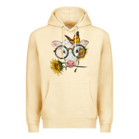 Charolais Calf With Sunflowers And Butterfly Premium Hoodie | Teevron