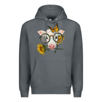 Rock charolais calf with sunflowers and butterfly Premium Hoodie - LillyAllenDesigns