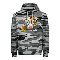 Slate Camo charolais calf with sunflowers and butterfly Premium Hoodie - LillyAllenDesigns