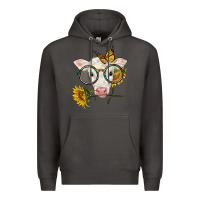 Smoke charolais calf with sunflowers and butterfly Premium Hoodie - LillyAllenDesigns