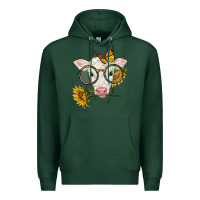 Sports Green charolais calf with sunflowers and butterfly Premium Hoodie - LillyAllenDesigns