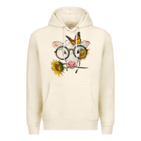 Tofu charolais calf with sunflowers and butterfly Premium Hoodie - LillyAllenDesigns