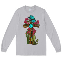 Moon Dust Gemstone Cross With Cactus Long Sleeve Tee - RanaPortraitStore