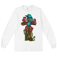 White Gemstone Cross With Cactus Long Sleeve Tee - RanaPortraitStore