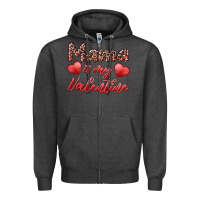 Charcoal Heather mama is my valentine Zipper Hoodie - RanaPortraitStore
