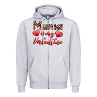 Heather Grey mama is my valentine Zipper Hoodie - RanaPortraitStore