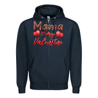 Navy mama is my valentine Zipper Hoodie - RanaPortraitStore