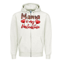 Oatmeal Heather mama is my valentine Zipper Hoodie - RanaPortraitStore