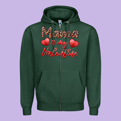 Mama Is My Valentine Zipper Hoodie Designed By Ranaportraitstore