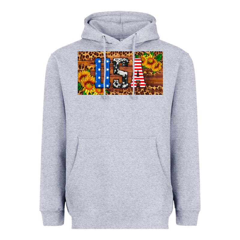 Usa Sunflowers License Plate Heavyweight Hoodie by HRA Design Shop | Teevron