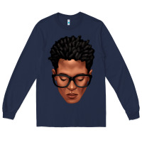 Navy black man portrait Long Sleeve Tee - texasbilliewilder
