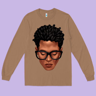 Black Man Portrait Long Sleeve Tee Designed By Texasbilliewilder