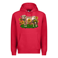 Cardinal charolais bull with sunflowers Premium Hoodie - LillyAllenDesigns