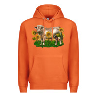 Carrot charolais bull with sunflowers Premium Hoodie - LillyAllenDesigns